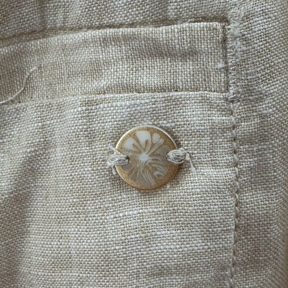 Lilly Pulitzer Cream 100% Linen Stretch Waist Pants Womens Size M - Picture 4 of 8